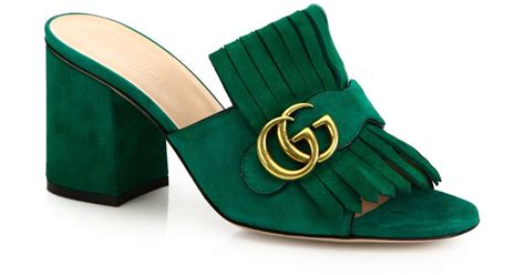 gucci green suede mules|farfetch gucci mules.